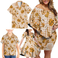 Mokihana Maile Ilima Leis Paniolo Palaka Family Matching Off Shoulder Short Dress and Hawaiian Shirt Hawaiian Kula Spirit LT9 - Polynesian Pride