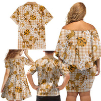 Mokihana Maile Ilima Leis Paniolo Palaka Family Matching Off Shoulder Short Dress and Hawaiian Shirt Hawaiian Kula Spirit LT9 - Polynesian Pride