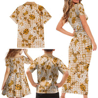 Mokihana Maile Ilima Leis Paniolo Palaka Family Matching Short Sleeve Bodycon Dress and Hawaiian Shirt Hawaiian Kula Spirit LT9 - Polynesian Pride