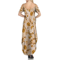 Mokihana Maile Ilima Leis Paniolo Palaka Family Matching Summer Maxi Dress and Hawaiian Shirt Hawaiian Kula Spirit LT9 - Polynesian Pride