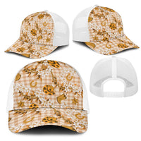 Mokihana Maile Ilima Leis Paniolo Palaka Mesh Trucker Cap Hawaiian Kula Spirit - Polynesian Pride