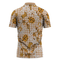 Mokihana Maile Ilima Leis Paniolo Palaka Zipper Polo Shirt Hawaiian Kula Spirit - Polynesian Pride