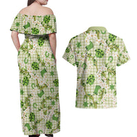 Mokihana Maile Ilima Leis Paniolo Palaka Couples Matching Off Shoulder Maxi Dress and Hawaiian Shirt Hawaiian Omaomo Ala Spirit - Polynesian Pride