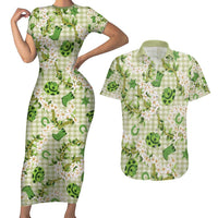 Mokihana Maile Ilima Leis Paniolo Palaka Couples Matching Short Sleeve Bodycon Dress and Hawaiian Shirt Hawaiian Omaomo Ala Spirit - Polynesian Pride