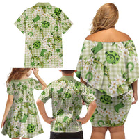 Mokihana Maile Ilima Leis Paniolo Palaka Family Matching Off Shoulder Short Dress and Hawaiian Shirt Hawaiian Omaomo Ala Spirit LT9 - Polynesian Pride