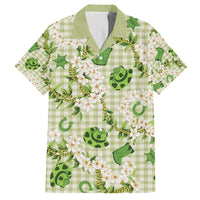 Mokihana Maile Ilima Leis Paniolo Palaka Family Matching Off Shoulder Short Dress and Hawaiian Shirt Hawaiian Omaomo Ala Spirit LT9 Dad's Shirt - Short Sleeve Green - Polynesian Pride
