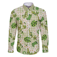 Mokihana Maile Ilima Leis Paniolo Palaka Family Matching Off Shoulder Short Dress and Hawaiian Shirt Hawaiian Omaomo Ala Spirit LT9 Dad's Shirt - Long Sleeve Green - Polynesian Pride