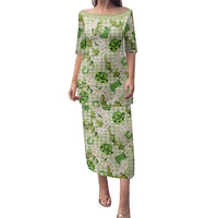 Mokihana Maile Ilima Leis Paniolo Palaka Family Matching Puletasi and Hawaiian Shirt Hawaiian Omaomo Ala Spirit LT9 Green - Polynesian Pride