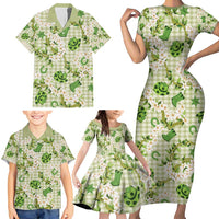 Mokihana Maile Ilima Leis Paniolo Palaka Family Matching Short Sleeve Bodycon Dress and Hawaiian Shirt Hawaiian Omaomo Ala Spirit LT9 - Polynesian Pride