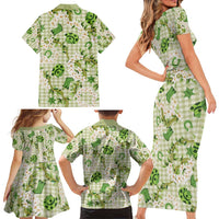 Mokihana Maile Ilima Leis Paniolo Palaka Family Matching Short Sleeve Bodycon Dress and Hawaiian Shirt Hawaiian Omaomo Ala Spirit LT9 - Polynesian Pride