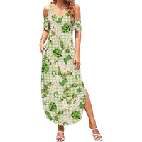 Mokihana Maile Ilima Leis Paniolo Palaka Family Matching Summer Maxi Dress and Hawaiian Shirt Hawaiian Omaomo Ala Spirit LT9 Green - Polynesian Pride