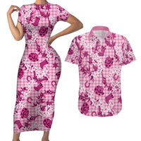 Mokihana Maile Ilima Leis Paniolo Palaka Couples Matching Short Sleeve Bodycon Dress and Hawaiian Shirt Hawaiian Omaomo Ulaula Spirit - Polynesian Pride