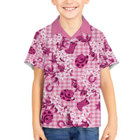 Mokihana Maile Ilima Leis Paniolo Palaka Family Matching Off The Shoulder Long Sleeve Dress and Hawaiian Shirt Hawaiian Omaomo Ulaula Spirit LT9 - Polynesian Pride