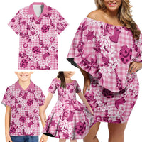 Mokihana Maile Ilima Leis Paniolo Palaka Family Matching Off Shoulder Short Dress and Hawaiian Shirt Hawaiian Omaomo Ulaula Spirit LT9 - Polynesian Pride
