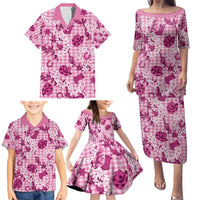 Mokihana Maile Ilima Leis Paniolo Palaka Family Matching Puletasi and Hawaiian Shirt Hawaiian Omaomo Ulaula Spirit LT9 - Polynesian Pride