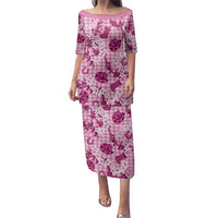 Mokihana Maile Ilima Leis Paniolo Palaka Family Matching Puletasi and Hawaiian Shirt Hawaiian Omaomo Ulaula Spirit LT9 Pink - Polynesian Pride
