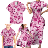 Mokihana Maile Ilima Leis Paniolo Palaka Family Matching Short Sleeve Bodycon Dress and Hawaiian Shirt Hawaiian Omaomo Ulaula Spirit LT9 - Polynesian Pride