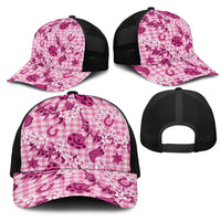 Mokihana Maile Ilima Leis Paniolo Palaka Mesh Trucker Cap Hawaiian Omaomo Ulaula Spirit - Polynesian Pride