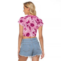 Mokihana Maile Ilima Leis Paniolo Palaka Raglan Cropped T Shirt Hawaiian Omaomo Ulaula Spirit LT9 - Polynesian Pride