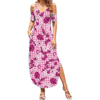 Mokihana Maile Ilima Leis Paniolo Palaka Summer Maxi Dress Hawaiian Omaomo Ulaula Spirit LT9 Women Pink - Polynesian Pride