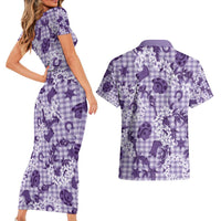 Mokihana Maile Ilima Leis Paniolo Palaka Couples Matching Short Sleeve Bodycon Dress and Hawaiian Shirt Hawaiian Poni Spirit LT9 - Polynesian Pride