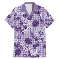 Mokihana Maile Ilima Leis Paniolo Palaka Family Matching Mermaid Dress and Hawaiian Shirt Hawaiian Poni Spirit LT9 Dad's Shirt - Short Sleeve Purple - Polynesian Pride