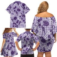 Mokihana Maile Ilima Leis Paniolo Palaka Family Matching Off Shoulder Short Dress and Hawaiian Shirt Hawaiian Poni Spirit LT9 - Polynesian Pride