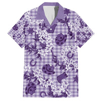 Mokihana Maile Ilima Leis Paniolo Palaka Family Matching Short Sleeve Bodycon Dress and Hawaiian Shirt Hawaiian Poni Spirit LT9 Dad's Shirt - Short Sleeve Purple - Polynesian Pride