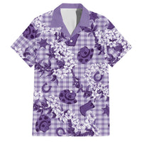Mokihana Maile Ilima Leis Paniolo Palaka Family Matching Summer Maxi Dress and Hawaiian Shirt Hawaiian Poni Spirit LT9 Dad's Shirt - Short Sleeve Purple - Polynesian Pride