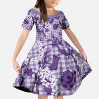 Mokihana Maile Ilima Leis Paniolo Palaka Kid Short Sleeve Dress Hawaiian Poni Spirit - Polynesian Pride