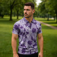 Mokihana Maile Ilima Leis Paniolo Palaka Zipper Polo Shirt Hawaiian Poni Spirit LT9 - Polynesian Pride