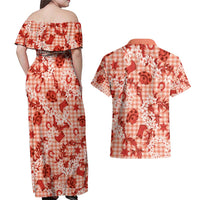 Mokihana Maile Ilima Leis Paniolo Palaka Couples Matching Off Shoulder Maxi Dress and Hawaiian Shirt Hawaiian Ulaula Spirit LT9 - Polynesian Pride