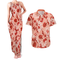 Mokihana Maile Ilima Leis Paniolo Palaka Couples Matching Tank Maxi Dress and Hawaiian Shirt Hawaiian Ulaula Spirit LT9 Red - Polynesian Pride