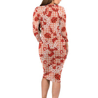 Mokihana Maile Ilima Leis Paniolo Palaka Family Matching Long Sleeve Bodycon Dress and Hawaiian Shirt Hawaiian Ulaula Spirit LT9 - Polynesian Pride