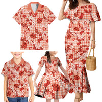 Mokihana Maile Ilima Leis Paniolo Palaka Family Matching Mermaid Dress and Hawaiian Shirt Hawaiian Ulaula Spirit LT9 - Polynesian Pride