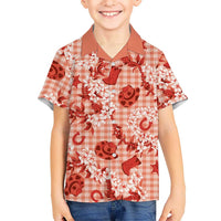 Mokihana Maile Ilima Leis Paniolo Palaka Family Matching Off The Shoulder Long Sleeve Dress and Hawaiian Shirt Hawaiian Ulaula Spirit LT9 - Polynesian Pride
