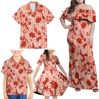 Mokihana Maile Ilima Leis Paniolo Palaka Family Matching Off Shoulder Maxi Dress and Hawaiian Shirt Hawaiian Ulaula Spirit LT9 - Polynesian Pride