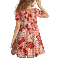 Mokihana Maile Ilima Leis Paniolo Palaka Family Matching Off Shoulder Short Dress and Hawaiian Shirt Hawaiian Ulaula Spirit LT9 - Polynesian Pride