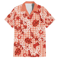 Mokihana Maile Ilima Leis Paniolo Palaka Family Matching Off Shoulder Short Dress and Hawaiian Shirt Hawaiian Ulaula Spirit LT9 Dad's Shirt - Short Sleeve Red - Polynesian Pride