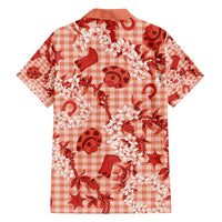 Mokihana Maile Ilima Leis Paniolo Palaka Family Matching Off Shoulder Short Dress and Hawaiian Shirt Hawaiian Ulaula Spirit LT9 - Polynesian Pride