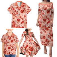 Mokihana Maile Ilima Leis Paniolo Palaka Family Matching Puletasi and Hawaiian Shirt Hawaiian Ulaula Spirit LT9 - Polynesian Pride