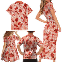Mokihana Maile Ilima Leis Paniolo Palaka Family Matching Short Sleeve Bodycon Dress and Hawaiian Shirt Hawaiian Ulaula Spirit LT9 - Polynesian Pride