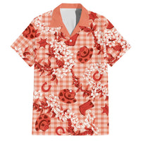 Mokihana Maile Ilima Leis Paniolo Palaka Family Matching Tank Maxi Dress and Hawaiian Shirt Hawaiian Ulaula Spirit LT9 Dad's Shirt - Short Sleeve Red - Polynesian Pride