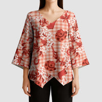 Mokihana Maile Ilima Leis Paniolo Palaka Kimono Sleeve Blouse Hawaiian Ulaula Spirit - Polynesian Pride