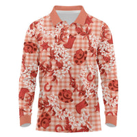 Mokihana Maile Ilima Leis Paniolo Palaka Long Sleeve Polo Shirt Hawaiian Ulaula Spirit - Polynesian Pride