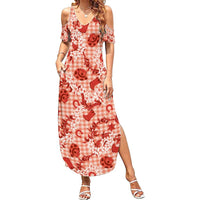 Mokihana Maile Ilima Leis Paniolo Palaka Summer Maxi Dress Hawaiian Ulaula Spirit - Polynesian Pride