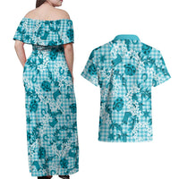 Mokihana Maile Ilima Leis Paniolo Palaka Couples Matching Off Shoulder Maxi Dress and Hawaiian Shirt Hawaiian Polu Opa Spirit LT9 - Polynesian Pride