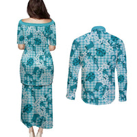 Mokihana Maile Ilima Leis Paniolo Palaka Couples Matching Puletasi and Long Sleeve Button Shirt Hawaiian Polu Opa Spirit LT9 - Polynesian Pride