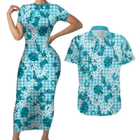 Mokihana Maile Ilima Leis Paniolo Palaka Couples Matching Short Sleeve Bodycon Dress and Hawaiian Shirt Hawaiian Polu Opa Spirit - Polynesian Pride