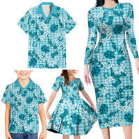 Mokihana Maile Ilima Leis Paniolo Palaka Family Matching Long Sleeve Bodycon Dress and Hawaiian Shirt Hawaiian Polu Opa Spirit LT9 - Polynesian Pride